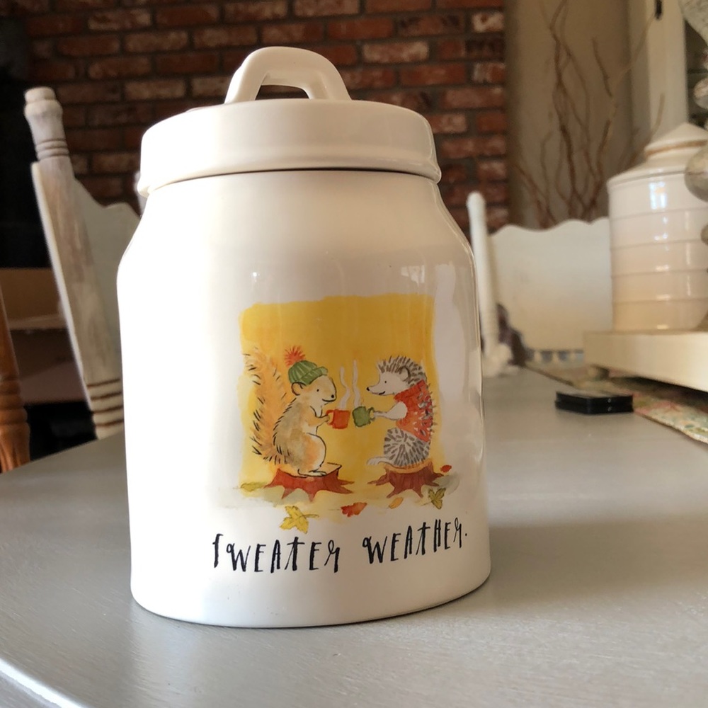 Rae Dunn “sweater weather” fall canister